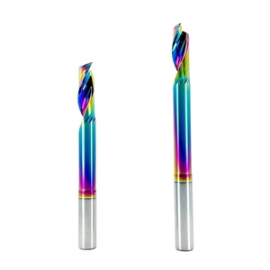 JC özelleştirilmiş tek flüt Spiral up kesim karbür alüminyum <span class=keywords><strong>End</strong></span> Mill gökkuşağı renk DLC kaplama OEM ve ODM desteği - Product Image 6