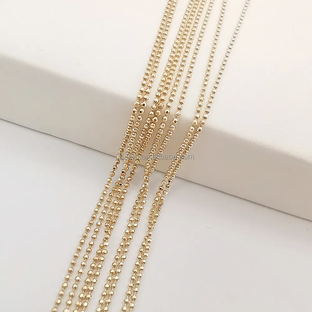 Vente en gros, collier de perles scintillantes en or jaune 14K, bijoux en or pour femmes et hommes, cadeau personnalisé en or 9k 18k