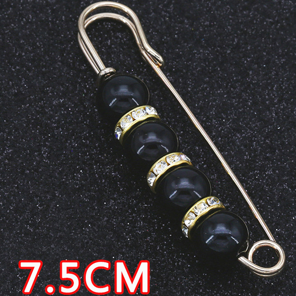 YJ010 Four BlackFaux Pearl Golden Brooch (7.5 cm)