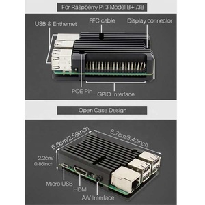 Корпус для Raspberry Pi 3, Модель B/B +/2B, аксессуары, радиатор из алюминиевого сплава, защитный чехол, тихий вентилятор, металлическое охлаждение - Product Image 4