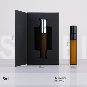 空5毫升样品瓶雾化器喷雾瓶琥珀色磨砂玻璃香水瓶，带纸盒和印刷 - Product Image 5