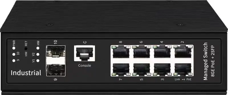 Factory Price Gigabit Industrial Passive PoE Switch 24V L2 Managed 8*10/100/1000Mbps RJ45 PoE Port with 2G SFP Uplink