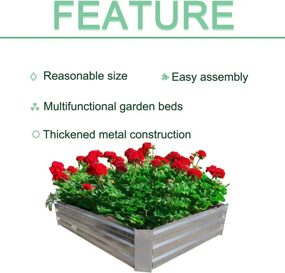 Lit de jardin surélevé pour légumes, fleurs, herbes Grand bac à fleurs en acier OEM ODM Décoration extérieure galvanisée en métal