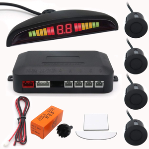 Sensor de aparcamiento para coche, sistema de Radar de marcha atrás trasero con 4 sensores, alarma LED de marcha atrás inalámbrica, recordatorio de alarma