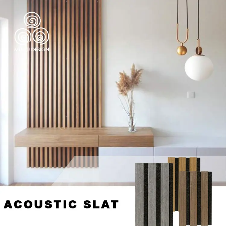 MUMU Giá Rẻ Acoustic Perfoeated Trang Trí Ốp Slat Âm Thanh Deadening Gỗ Khuếch Tán Tấm Cách Âm