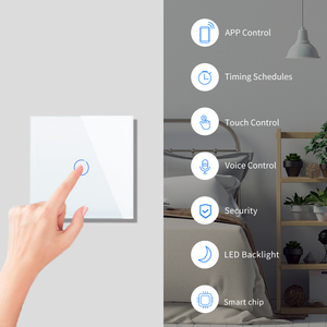 Touchmi <strong>AU</strong>/EU Tuya Smart <strong>Remote</strong> Control Wifi Wall Switch Tough Glass Single Live Smart Light Touch Switch - Product Image 2