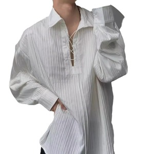 Mỹ <span class=keywords><strong>Retro</strong></span> cấm Áo sơ mi dài tay cao cấp nam Tòa Án phong cách Baroque lỏng Kết cấu đặc biệt áo sơ mi trắng - Product Image 5