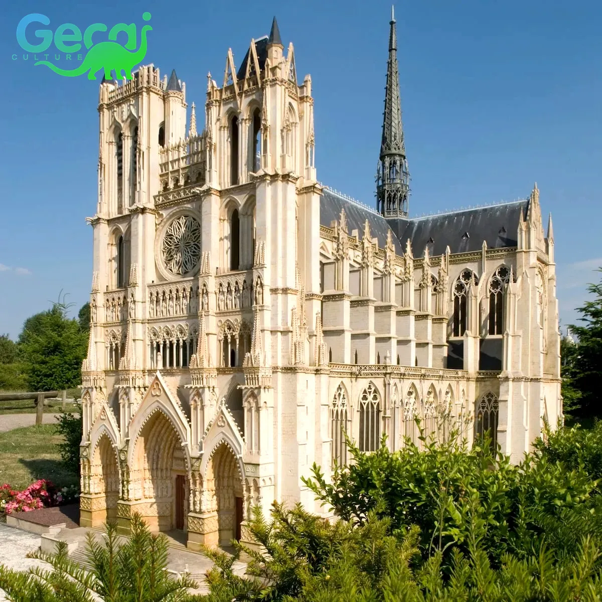 GECAI Miniatur landschaft Park Skulptur Notre Dame Kathedrale in Paris Modell