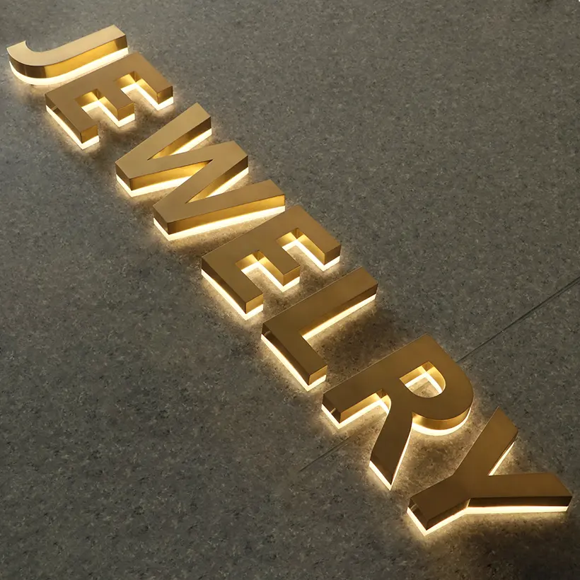 EZD Shop Name Board Designs letras retroiluminadas LED personalizadas letrero de letras de acero inoxidable letrero led 3D letrero de aluminio para tienda