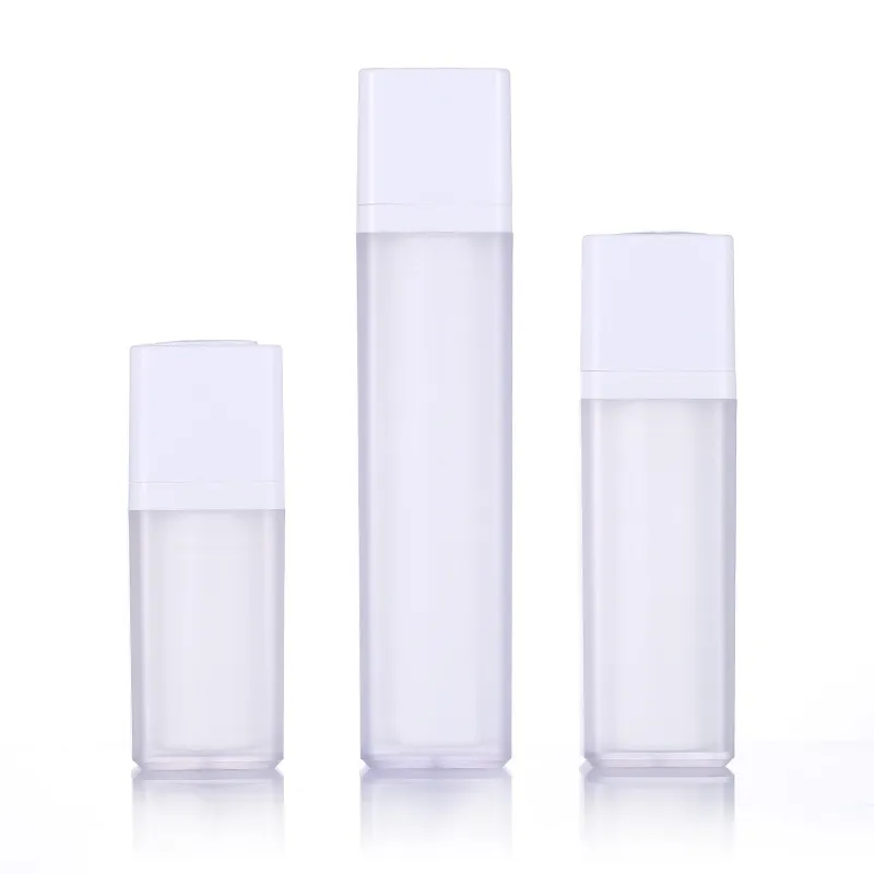 15ML 30ML 50ML Quadrilateral rotating scrub emulsion bottle transparent pressing emulsion essence vacuum bottle