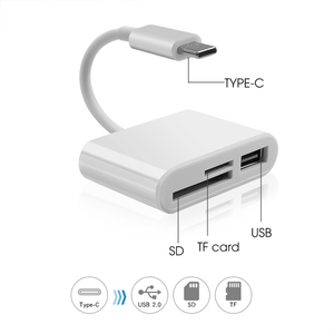 Jmax 3 in 1 lettore di schede USB di tipo C a connessione USB SD TF adattatore per lettore di schede di memoria intelligente per porta Macbook Pro di tipo C