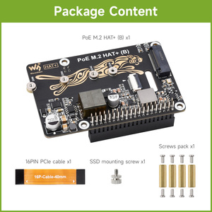 PoE M.2 HAT (B) Waves hare mit PoE-Funktion (B) Für Raspberry Pi 5 unterstützt das NVMe-Protokoll M.2 Solid State Drive High-Speed - Product Image 2