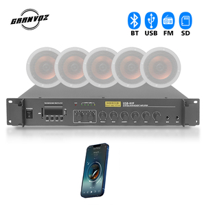 Amplificador PA de 1.5U con 2 entradas de micrófono Amplificador de sistema de megafonía de 2 zonas de metal de 2 líneas Altavoz de alto rendimiento
