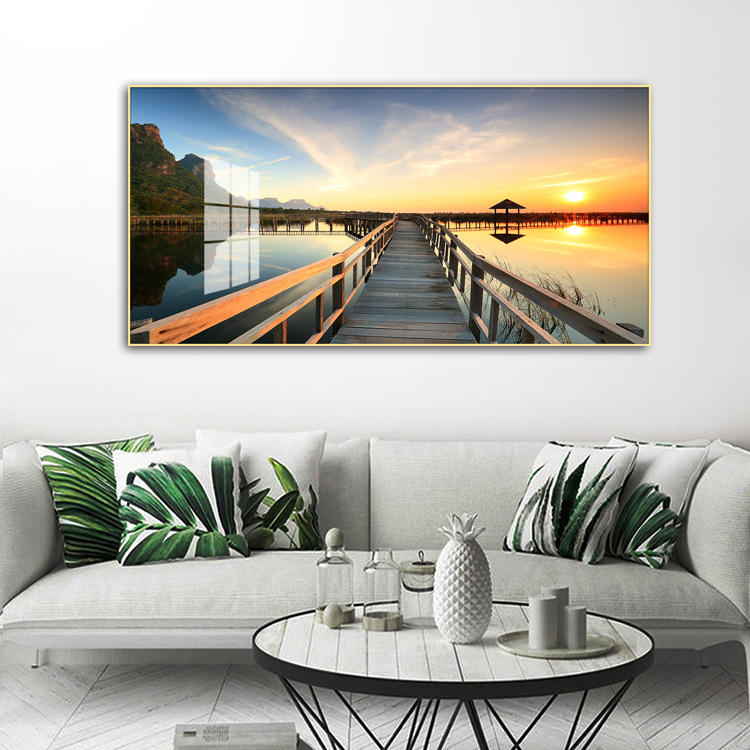 Wall Arts Decorative Crystal Porcelain Canvas Home Living Room Decor Decor Sunset Frame Modern Pop Seascape Landscape Paintings