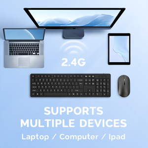 Windowsラップトップおよびタブレットでのオフィスでの使用のための防水ワイヤレスフルサイズキーボードおよびマウスコンボプラグアンドプレイ設計 - Product Image 3