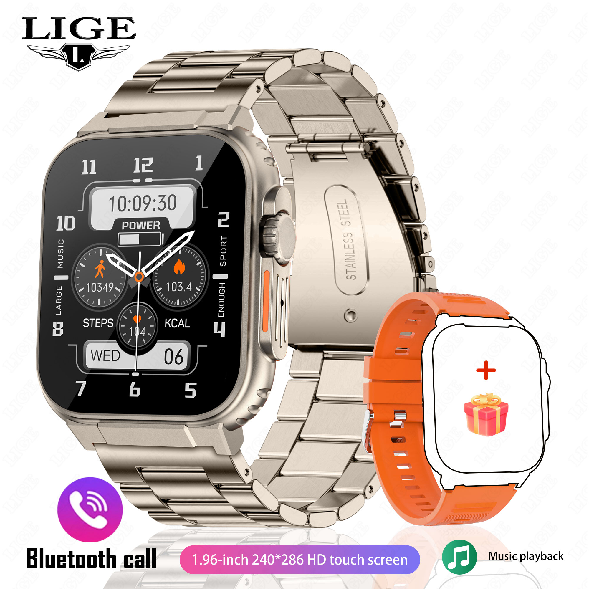 F - Gold steel +gift strap