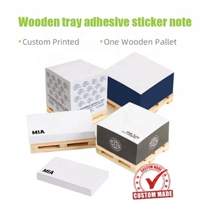 Notas adhesivas cuadradas personalizadas Post Sticky It Memo Pad Cube con paleta de madera Paleta de madera promocional Notas adhesivas - Product Image 3