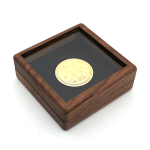 Yüksek son katı ahşap kutu pencere Flip hatıra parası rozet kutusu. - Product Image 5