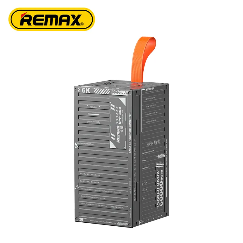 Remax Container Series 20W + 22,5 W 60000Mah Banco de energía de alta capacidad para exteriores con luz Led Banco de energía de carga rápida