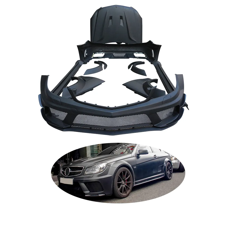 C63 W204 Kit de carrosserie série noire pare-chocs avant arrière FRP matériel pour 2011-2014 Mercedes AMG coupé berline capot ailes becquet