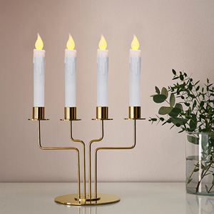 CVHOMEDECO. Flickering Taper Candles <strong>LED</strong> Drip Flameless Candles, Battery Operated with <strong>Timer</strong>, White, 6-3/<strong>4</strong> Inch, Set of 6 - Product Image 2
