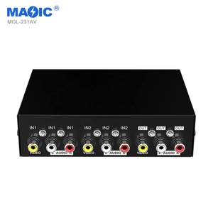 Convertidor de interruptor de audio y video bidireccional AV RCA, 2 entradas, 1 salida, interruptor KVM USB para monitores
