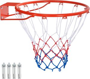 Basketbalring Met <span class=keywords><strong>Net</strong></span>, Stalen Buis + Nylon, Rood + Blauw + Wit, Diameter 46 Cm - Product Image 3