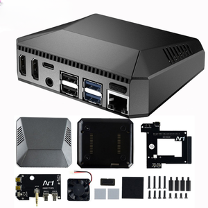 Raspberry Pi 4-го поколения алюминиевый сплав Интеллектуальный вентилятор модуль питания программирования Linux мини-ПК металлический корпус