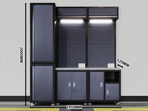 车间车库单元钢制工具箱和储物柜大型组合车间橱柜车库工作台 - Product Image 3