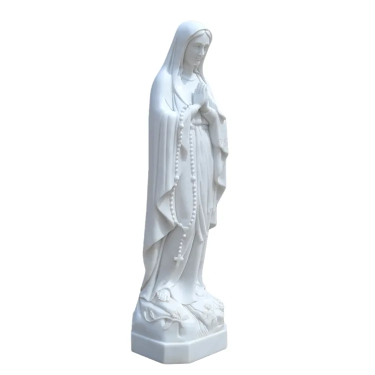 Saint Maria Sculptuur Hand Gesneden Witte Marmeren Virgin Mary Standbeeld Te Koop Groothandel Natuurlijke Marmeren Standbeeld Van Mary