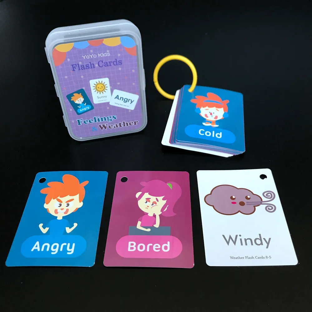 Kid Flash cards animali/frutta/colore/cibo/sensazione/meteo educazione prescolare impara la parola inglese carte per l'apprendimento dei bambini