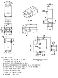 Factory Direct Sales 5 Pin PJ-825 Phone Jack IP67 Headphone <strong>Socket</strong> Female Connector Customizable 0.5A <strong>12</strong> <strong>V</strong> ROHS - Product Image 2