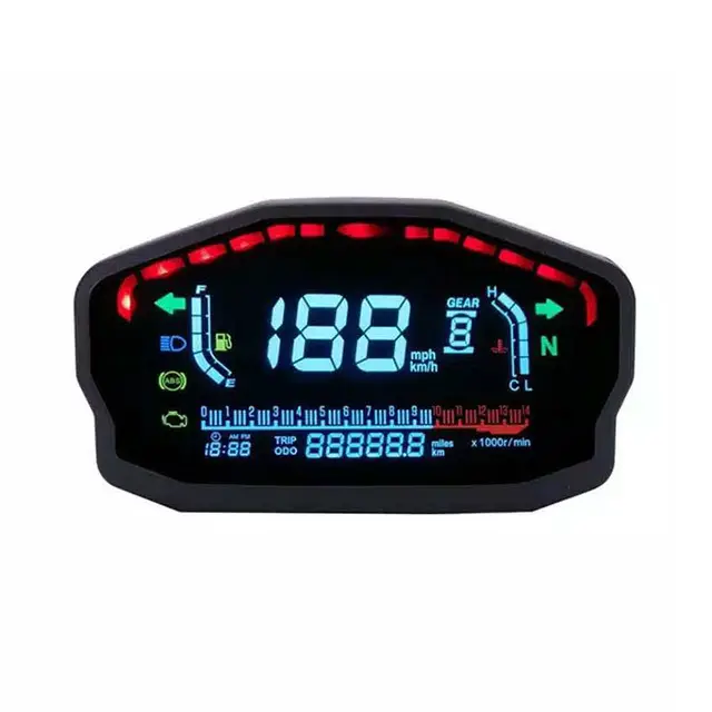 Odometer Digital Speedometer LED LCD LED Universal, Meteran Sepeda Motor 4 Silinder untuk 1,2