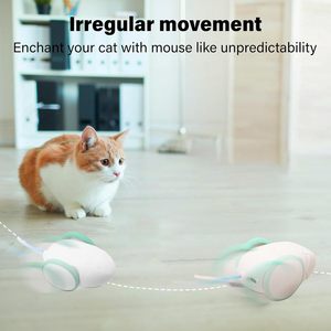 Robot fare kedi oyuncak akıllı algılama hareketli elektrikli otomatik kedi fare oyuncak ile LED ışık değiştirilebilir tüy USB şarj edilebilir - Product Image 2