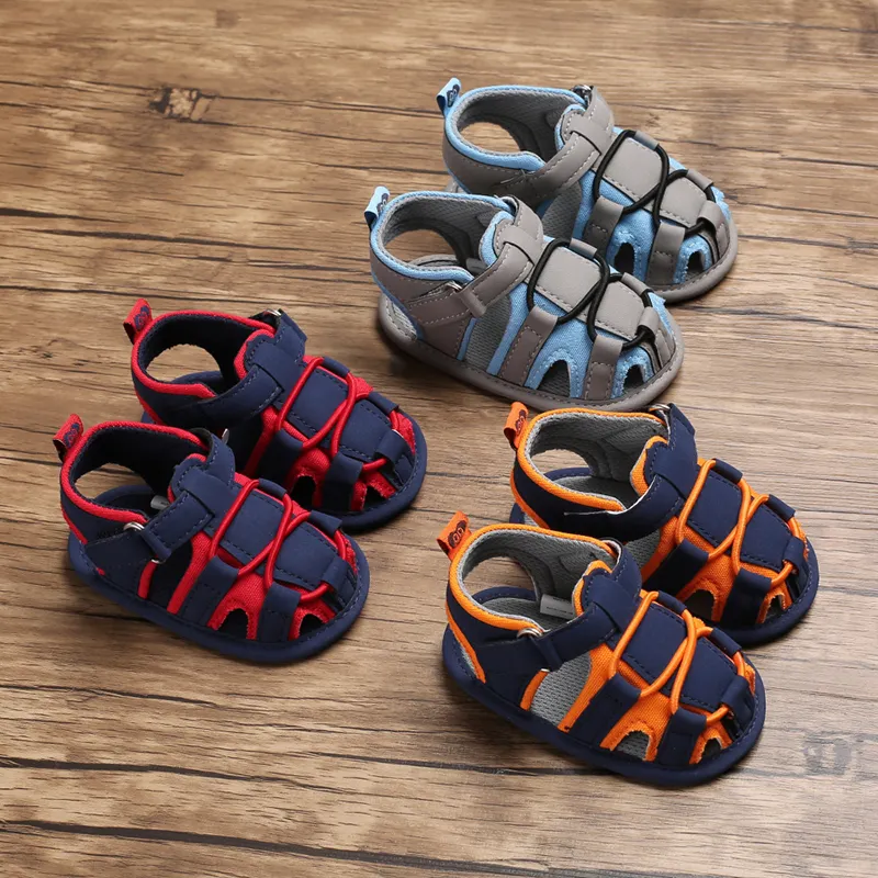 Sandálias infantis respiráveis, sapatos para meninos e meninas de 0-12 meses, sola de borracha, antiderrapante