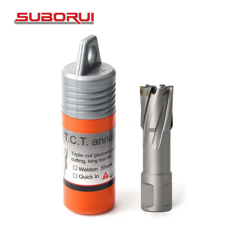 SUBORUI 2 pouces 20mm TCT carbure Weldon tige noyau forage trou annulaire Cutter Mag brochage forets pour perceuse à base magnétique