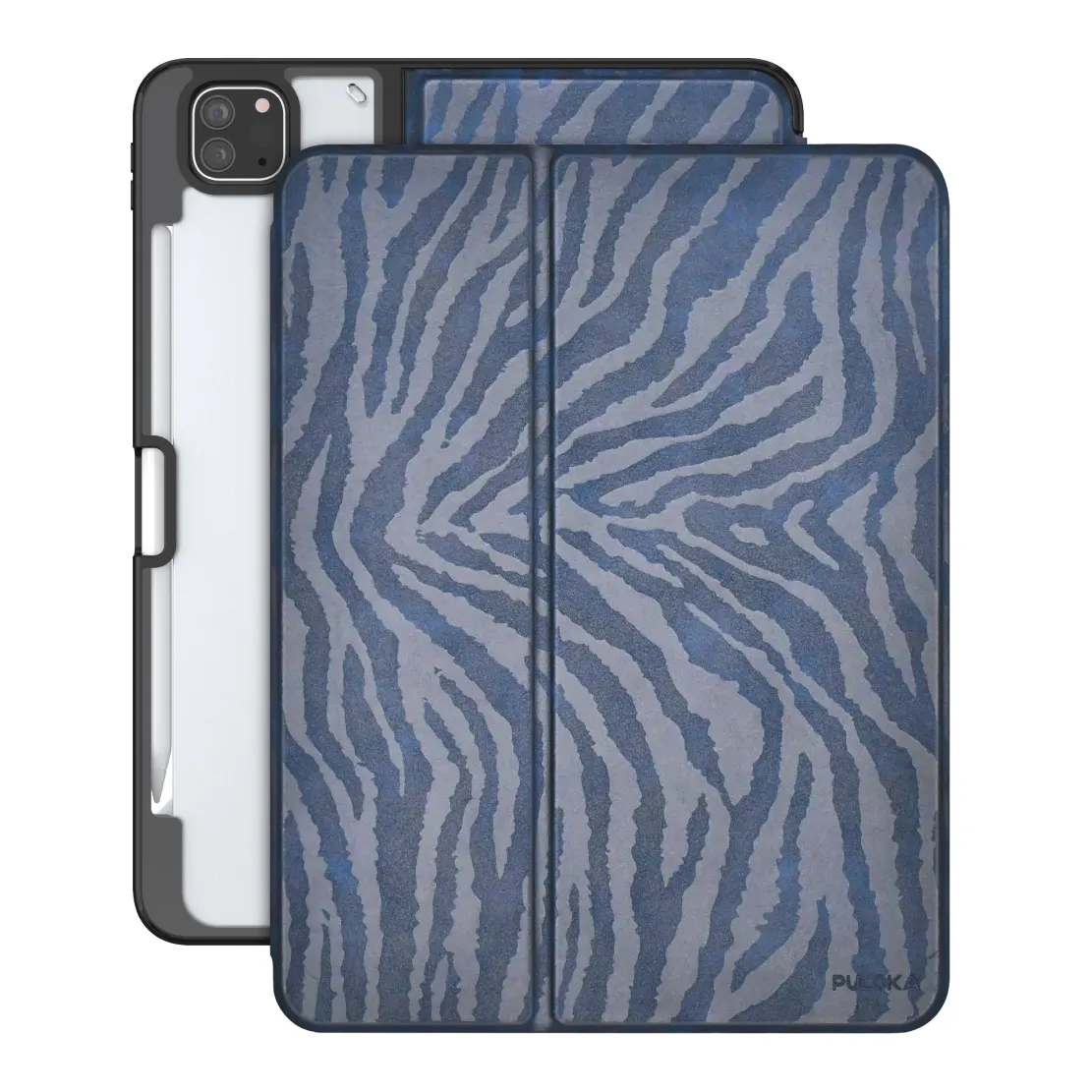 PULOKA Cover posteriore trasparente per la generazione iPad custodia protettiva in pelle Zebra con portamatite antiurto protettivo