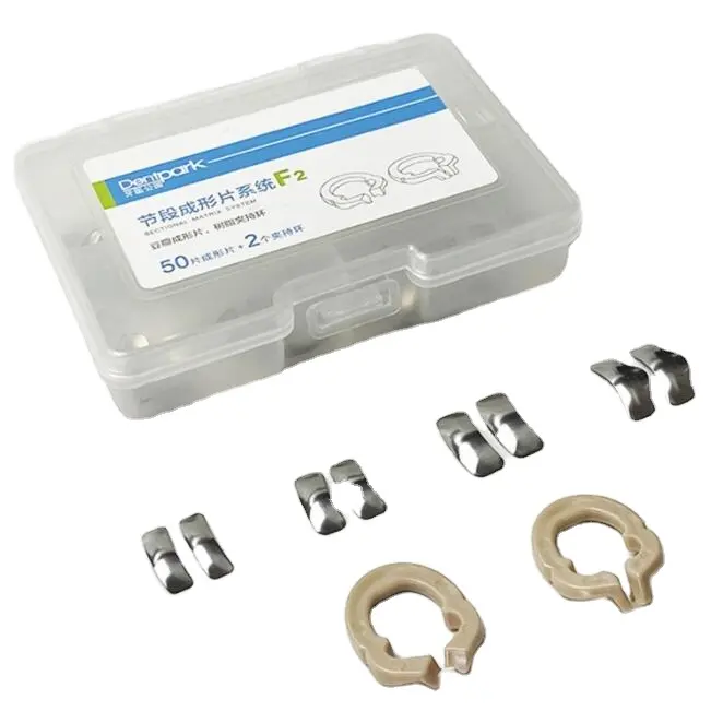 Kit de matriz para sistema seccional dental f2, anéis e kit de bandas matriciais de aperto