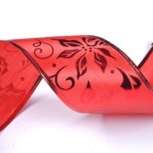 定制圣诞树花带花卉图案缎面面料100% 涤纶金箔印花工艺品 - Product Image 5