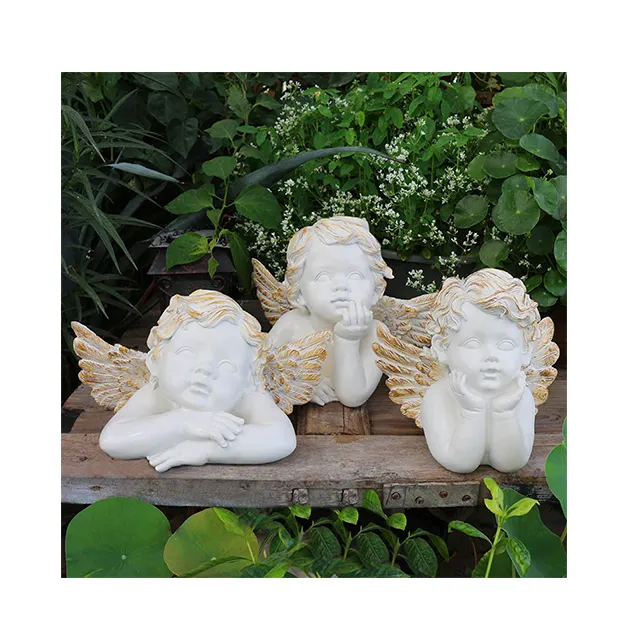 Sculture all'aperto personalizzate della statua dell'angelo del bambino della vetroresina della decorazione domestica sculture moderne di arte del giardino della resina