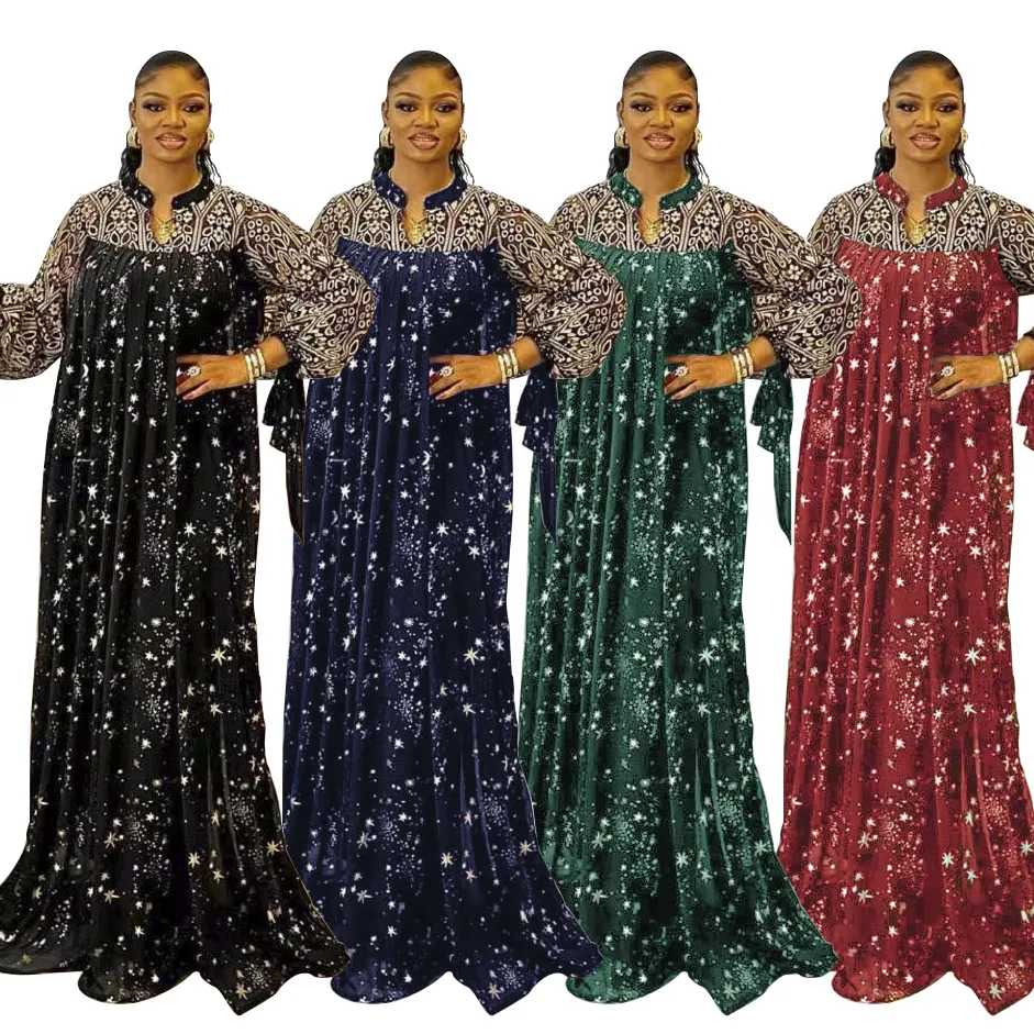 H & D – robes à imprimé africain pour femmes, grande taille, en mousseline de soie, Boubou Dashiki, vêtements nigérians