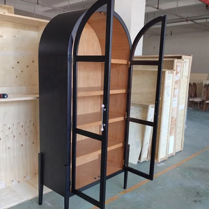 Nordic bak buku kayu padat dapat disesuaikan abad pertengahan dengan pintu kaca lemari anggur penyimpanan untuk ruang tamu Perancis - Product Image 6