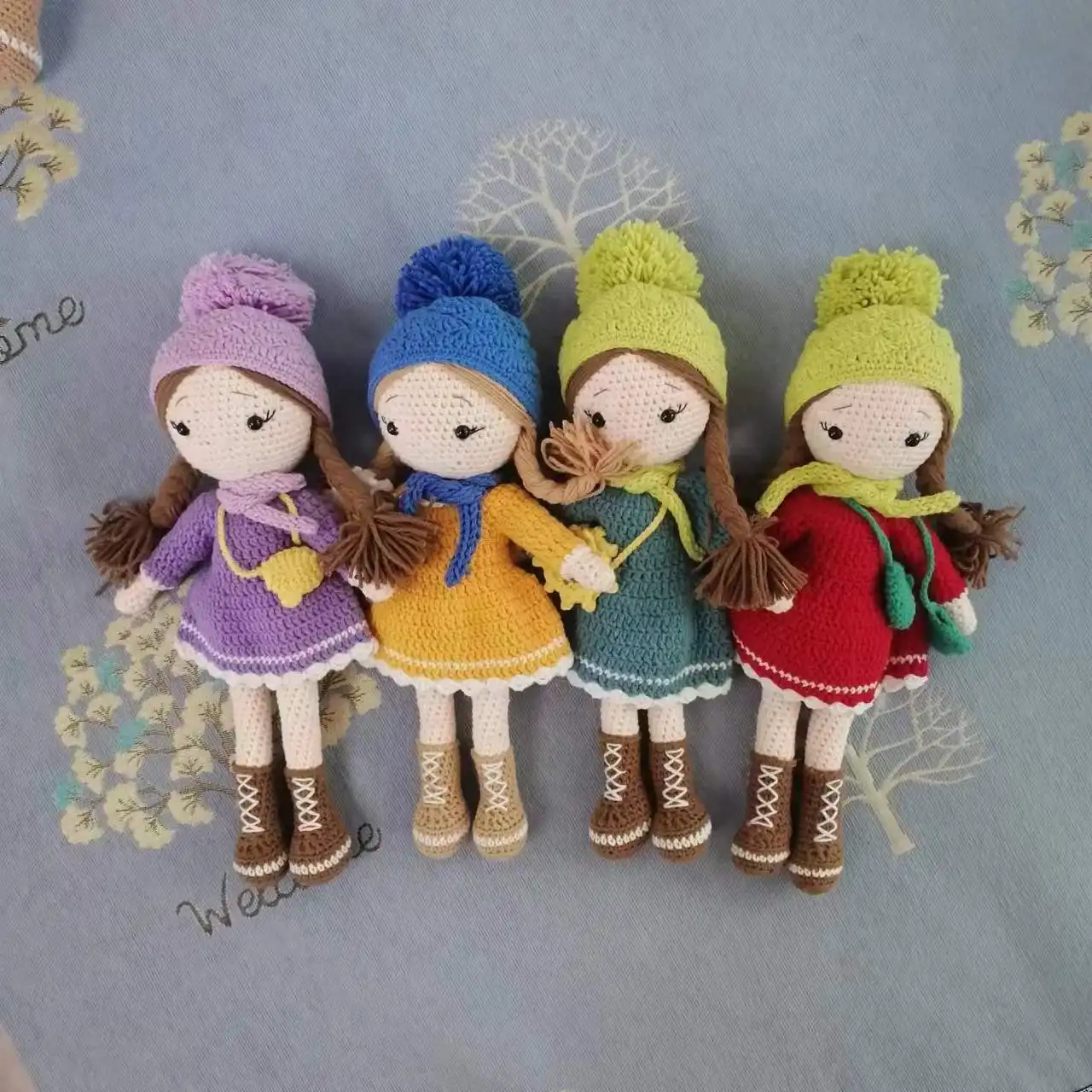 Peluche en laine tricotée à la main pour bébé, en coton, Amigurumi, poupée au Crochet, jouets animaux, vente en gros