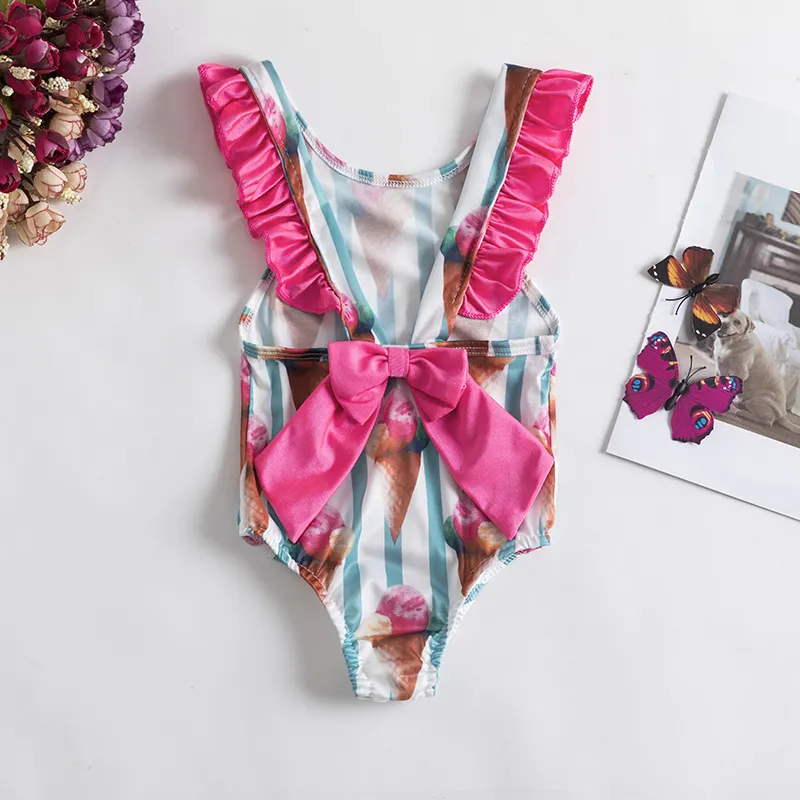 Recycled polyester fabric custom design printed baby girl swimwear kids 2 pieces bikini swimsuits