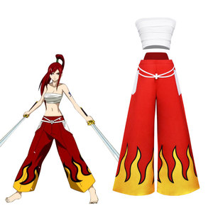 Anime Cosplay kadınlar japon animesi rol <span class=keywords><strong>Erza</strong></span> Scarlet kostüm pantolon beyaz tüp kırmızı serin Set koyu mavi kuyruk dövme Sticker Tops - Product Image 3