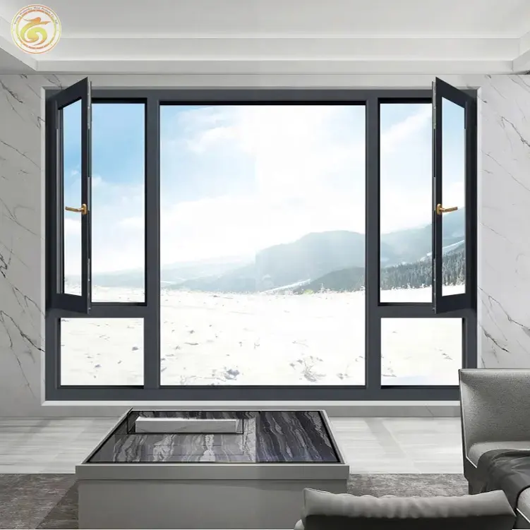 Ventana de aluminio Ventanas y puertas grandes de vidrio para el hogar Ventanas negras Puertas y ventanas de aleación de aluminio