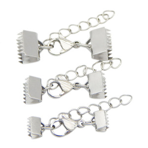 Stainless Steel DIY Findings Foldover Cord End Taps <strong>String</strong> Leather Clip Connectors DIY Ribbon Crimp Beads Cove <strong>Clasps</strong> Findings - Product Image 4