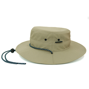 2023 Mùa Hè Mới Ngoài Trời Đi Bộ Đường Dài Màu Rắn Quân Đội Màu Xanh Lá Cây Xô Hat Với Chuỗi Tùy Chỉnh Ngư Dân Hat - Product Image 3