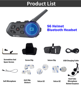 Sistema de comunicación de auriculares intercomunicador Bt para casco de motocicleta, 6 jinetes 1200m IP65 a prueba de agua - Product Image 4