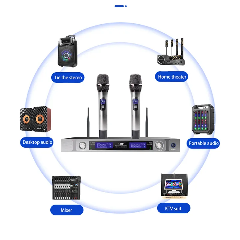 Sistema de micrófono inalámbrico profesional para Karaoke, dispositivo portátil de mano para cantar en familia, ktv